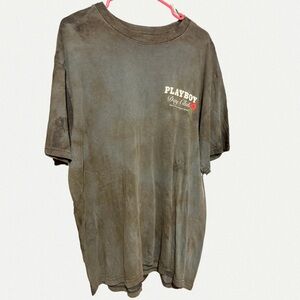 Custom Faded PLAYBOY x Pacsun Gray Short Sleeve Tee Casual Style